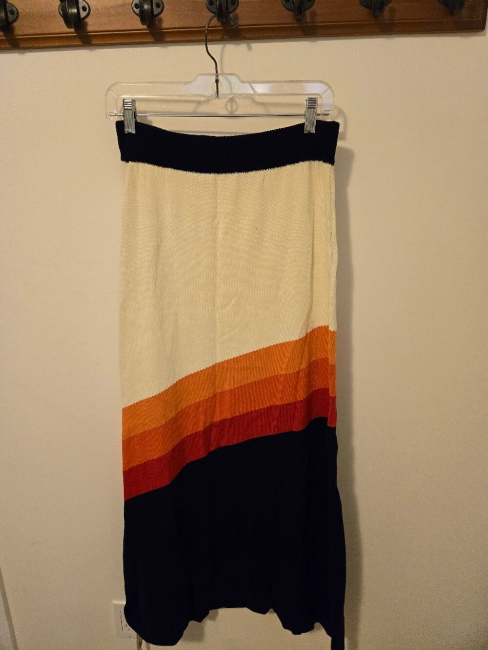 Multicolour, Diagonal Stripe Retro Oxknit Skirt - Size L - Picture 2 of 5